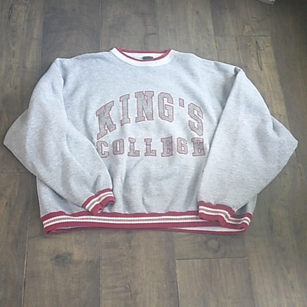 VTG 90S KING'S COLLEGE MV SPELLOUT USA MADE SWEATSHIRT MENS L.